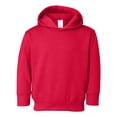 thumbnail image 1 of Couver Toddler Fleece Long Sleeve Hooded Pullover Sweatshirt with Side Seam Pockets, RED 5/6, 1 of 4