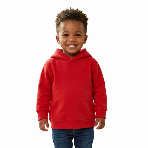 COUVER Toddler Fleece Long Sleeve Hooded Pullover Sweatshirt Red Size 5/6