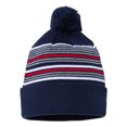 thumbnail image 1 of Couver Unisex 12" Stripped Cuffed Beanie with Pom Pom, Navy/White/Grey/Red, One Size, 1 Piece, 1 of 2