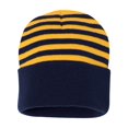 thumbnail image 1 of Couver Unisex 12 inch 100% Knit Acrylic Winter Stripped Beanie Hat Warm Skull Cap (Gold/ Navy), 1 of 2