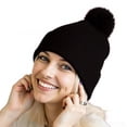thumbnail image 1 of Couver Unisex 12 inch Knit Acrylic Warm Winter Beanie Hat with Pom Pom (Black) , 1 Piece, 1 of 11