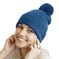 thumbnail image 1 of Couver Unisex 12 inch Knit Acrylic Warm Winter Beanie Hat with Pom Pom (Heather Dark Blue) , 1 Piece, 1 of 9