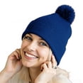 thumbnail image 1 of Couver Unisex 12 inch Knit Acrylic Warm Winter Beanie Hat with Pom Pom (Royal Blue) , 1 Piece, 1 of 9
