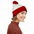 thumbnail image 1 of Couver Unisex 12 inch Knit Acrylic Warm Winter Beanie Hat with Pom Pom (White/Red) , 1 Piece, 1 of 11