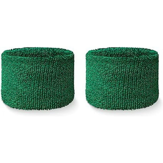 Couver Unisex Absorbent Wrist Sweatbands for Tennis Football Basketball Athletic Sports- Cotton Terry Colth Sport Wristband, Green, One Size, 1 Pair