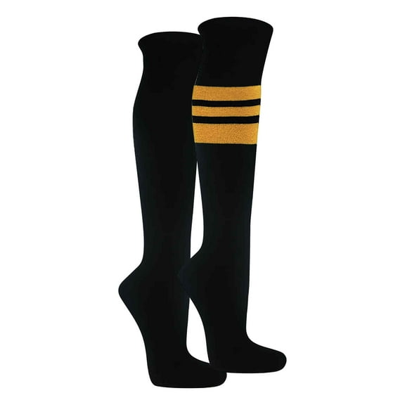 Couver Unisex Asymmetric Stripe Personality Knee High Sport Socks, Golden Yellow, Medium, 1 Pair