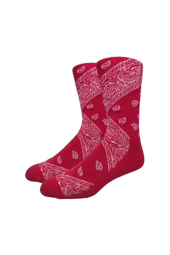 Unisex Bandana Print Cotton Mid-Calf Crew Socks