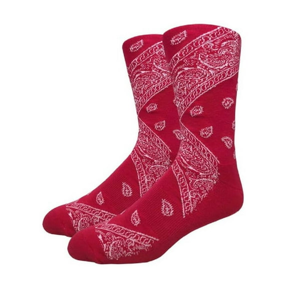 Couver Unisex Bandana Print Cotton Mid-Calf Crew Socks