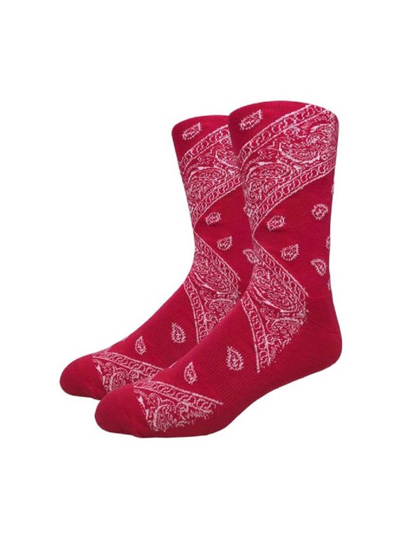 Unisex Bandana Print Cotton Mid-Calf Crew Socks