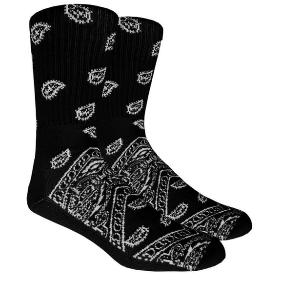 Couver Unisex Bandana Socks/ Mid-Calf Crew Socks - Black&nbsp;
