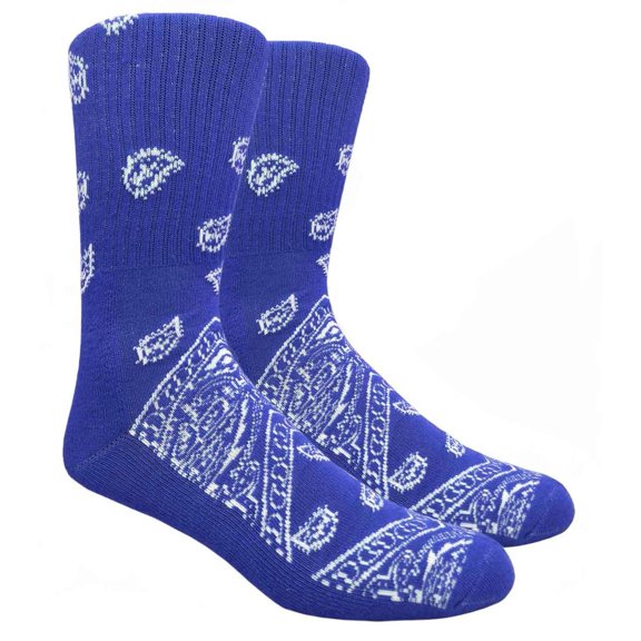 Couver Unisex Bandana Socks/ Mid-Calf Crew Socks - Royal Blue