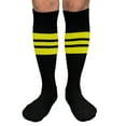 thumbnail image 1 of Couver Unisex Black Triple Stripe Baseball Softball Knee High Socks, Bright Yellow, Medium, 1 of 7