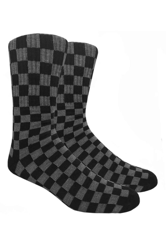Unisex Checkered Socks/ Mid-Calf Crew Socks (Black & Grey)