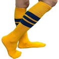 thumbnail image 1 of Couver Unisex Cotton Golden Yellow Stripe Baseball Athletic Knee-High Socks, Blue Small, 1 of 7
