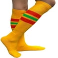 thumbnail image 1 of Couver Unisex Cotton Golden Yellow Stripe Baseball Athletic Knee-High Socks, Red / Bright Green Medium, 1 of 7
