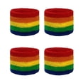 thumbnail image 1 of Couver Unisex Cotton Terry Wrist Sweatbands, 2-Pairs, Rainbow Stripe Theme, 2.5-Inch, 1 of 7