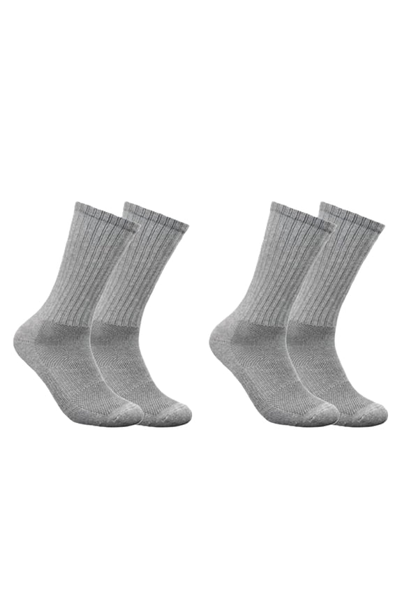 Unisex Cushioned Arch Support Athletic Crew Socks 2-Pack Gray Size 10-13