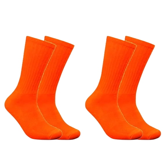 Couver Unisex Cushioned Arch Support Athletic Crew Socks 2-Pack Orange Size 10-13