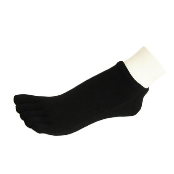 Couver Unisex Five Fingers Toed No Show Crew Toe Socks, Black, Small