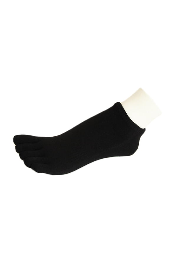 Unisex Five Fingers Toed No Show Crew Toe Socks, Black, Small