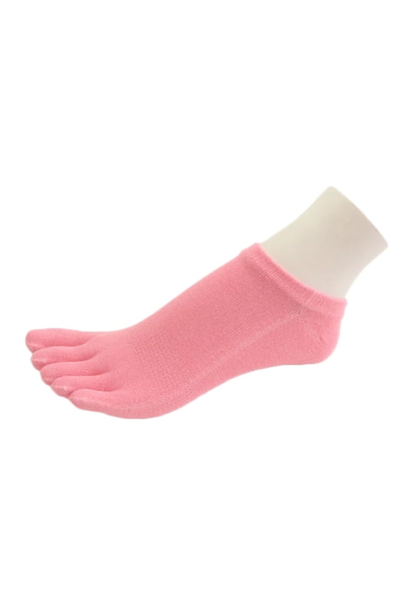 Unisex Five Fingers Toed No Show Crew Toe Socks, Pink, Small