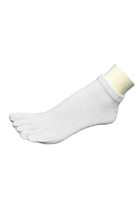 Unisex Five Fingers Toed No Show Crew Toe Socks, White, Small