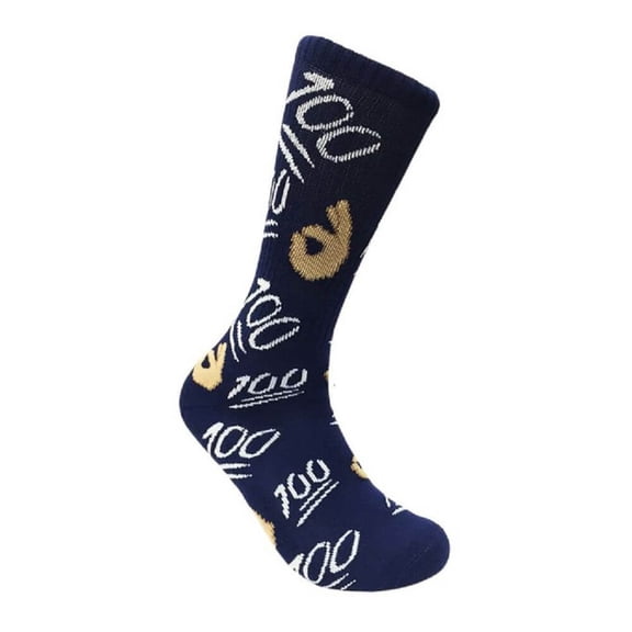 Couver Unisex Full Score 100 Performance Print Soft Mid-Calf Cushioned Crew Socks, Navy