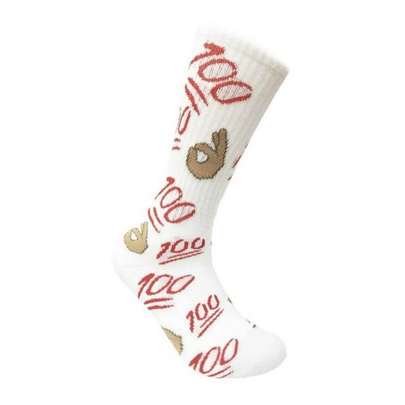 Couver Unisex Full Score 100 Performance Print Soft Mid-Calf Cushioned Crew Socks, White