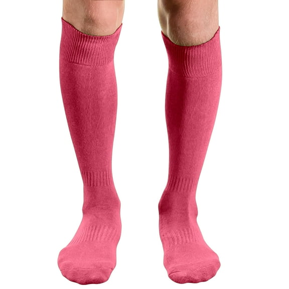Couver Unisex Knee High Sports Athletic Baseball Softball Socks, Bright Pink, Large, 1 Pair
