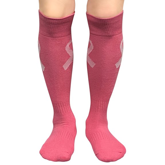 Couver Unisex Knee High Sports Athletic Baseball Softball Socks, Bright Pink w/ Ribbon, Medium, 1 Pair