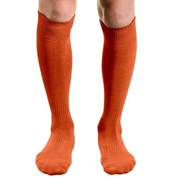 Couver Unisex Knee High Sports Athletic Baseball Softball Socks, Dark orange, Large, 1 Pair