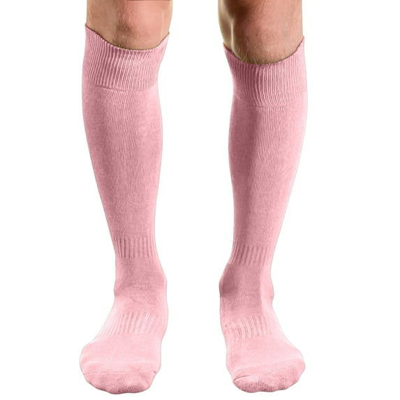 Couver Unisex Knee High Sports Athletic Baseball Softball Socks, Light Pink, Large, 1 Pair