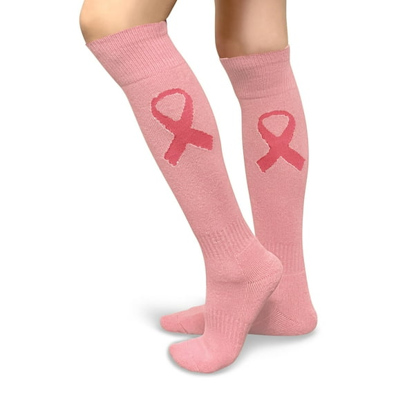 Couver Unisex Knee High Sports Athletic Baseball Softball Socks, Light Pink w/ Ribbon, Large, 1 Pair