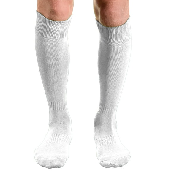 Couver Unisex Knee High Sports Athletic Baseball Softball Socks, White, Medium, 1 Pair