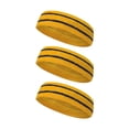 thumbnail image 1 of Couver Unisex Long Wide Terry Cloth Basketball Headband Two Stripe Design 3 Pack, Golden Yellow/2 Lines Black, 1 of 8