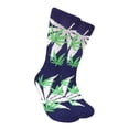 thumbnail image 1 of Couver Unisex Maple Leaf Printed Warm Cotton Colorful Casual Athletic Crew Socks - Navy / Green / Off White, Size 10-13, 1 Pair, 1 of 2