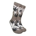 thumbnail image 1 of Couver Unisex Maple Leaf Printed Warm Cotton Colorful Casual Athletic Crew Socks - Heather Brown / Black / White, Size 10-13, 1 Pair, 1 of 2