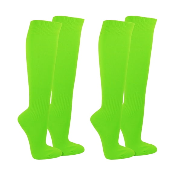 Couver Unisex Soccer Knee High Athletic Socks, 2 Pairs, Small, Apple Green