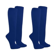 Couver Unisex Soccer Knee High Athletic Socks, 2 Pairs, Medium, Blue