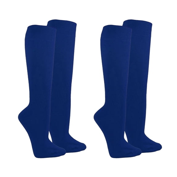 Couver Unisex Soccer Knee High Athletic Socks, 2 Pairs, Medium, Blue