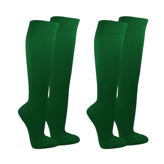 Couver Unisex Soccer Knee High Athletic Socks, 2 Pairs, Large, Green