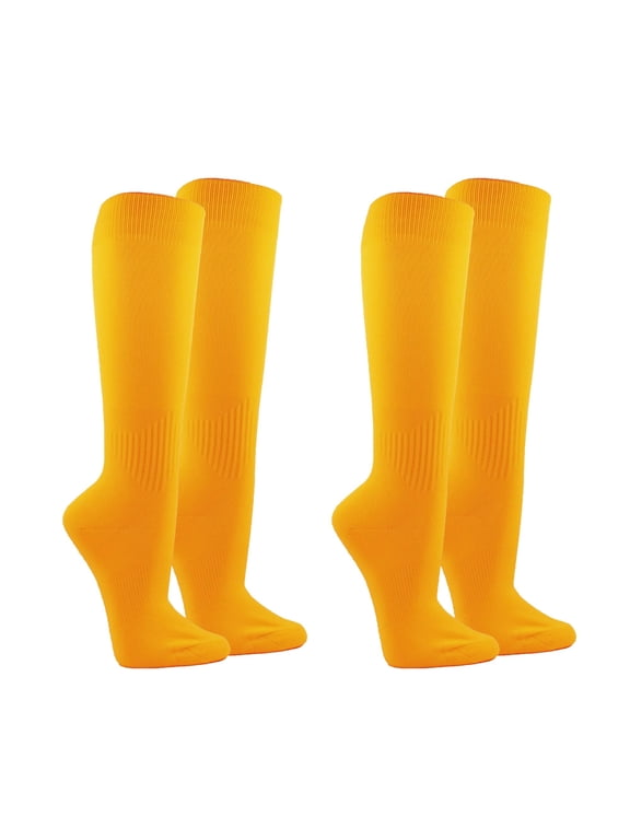 Unisex Soccer Knee High Athletic Socks, 2 Pairs, Medium, Like Brazil Yellow