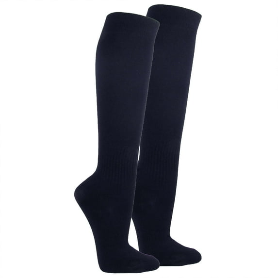 Couver Unisex Polyester Soccer Knee High Sports Athletic Socks, Navy Large