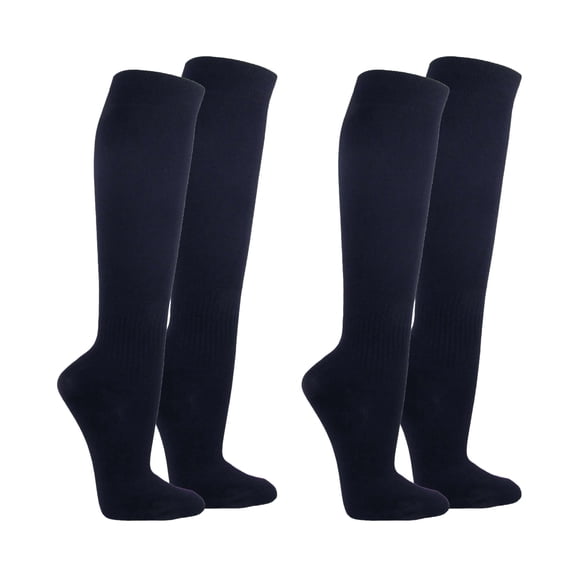 Couver Unisex Soccer Knee High Athletic Socks, 2 Pairs, Large, Navy