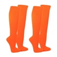 thumbnail image 1 of Couver Unisex Soccer Knee High Athletic Socks, 2 Pairs, Small, Neon Orange, 1 of 10