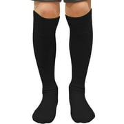Couver Unisex Solid Youth / Kids Knee High Sports Athletic Baseball Softball Socks, Black, Large, 1 Pair