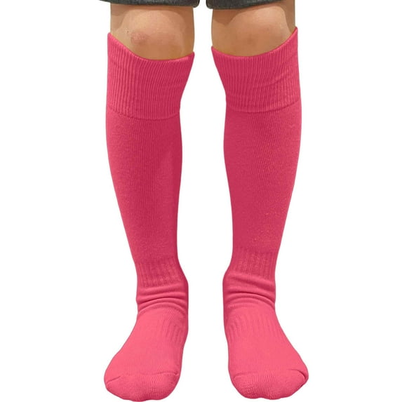 Couver Unisex Solid Youth / Kids Knee High Sports Athletic Baseball Softball Socks, Bright Pink, Small, 1 Pair