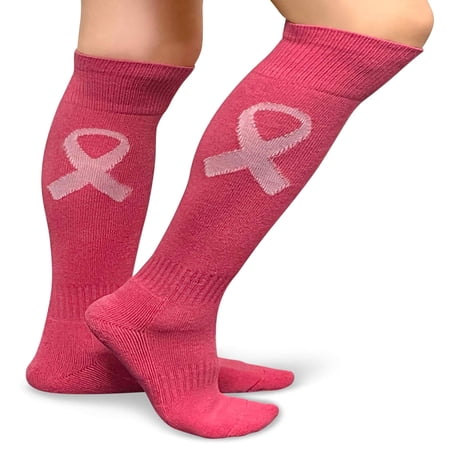 Couver Unisex Solid Youth / Kids Knee High Sports Athletic Baseball Softball Socks, Bright Pink w/ Ribbon, Large, 1 Pair