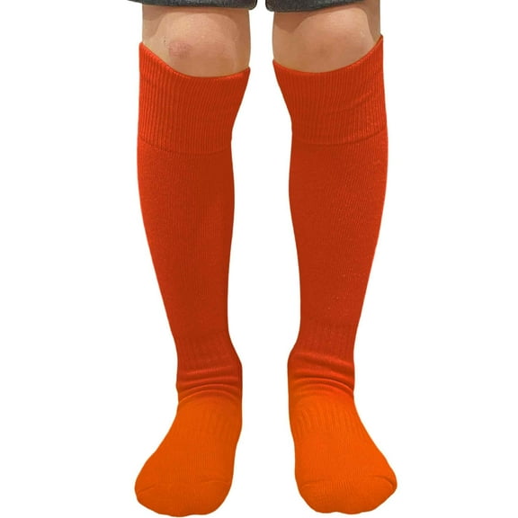 Couver Unisex Solid Youth / Kids Knee High Sports Athletic Baseball Softball Socks, Dark orange, Large, 1 Pair