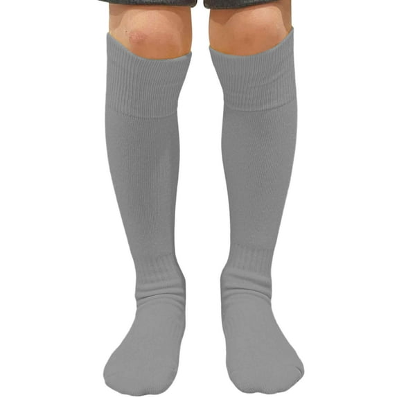Couver Unisex Solid Youth / Kids Knee High Sports Athletic Baseball Softball Socks, Light Gray, Small, 1 Pair